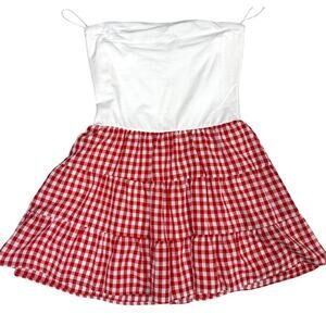 NWT Thirty Thirty LA Gingham Tiered Strapless Sundress Cottagecore Dress L